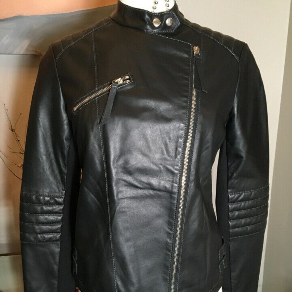 Emporio Armani Sz 42 Black Leather Jacket